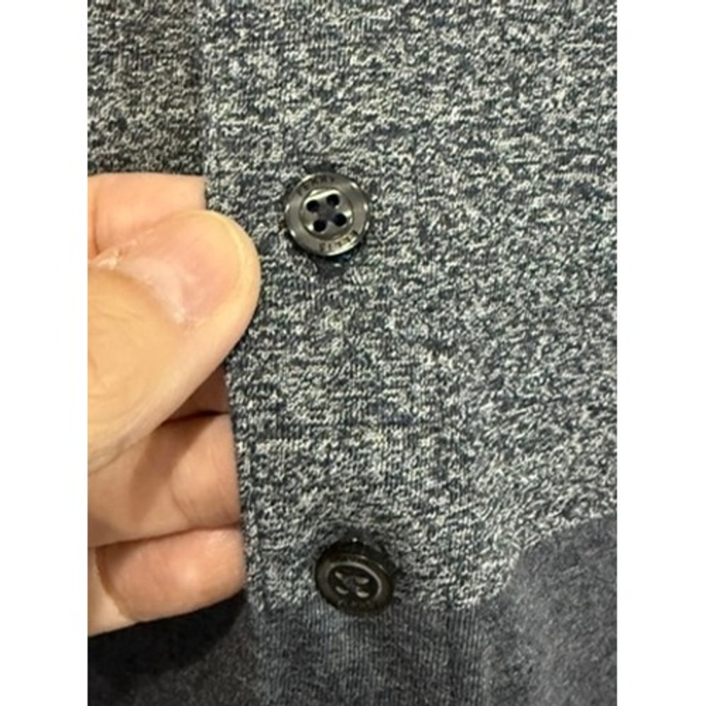 Perry Ellis Men XL Blue Colorblock Knit Polo Shirt Heathered Cotton Blend Preppy - Picture 6 of 7